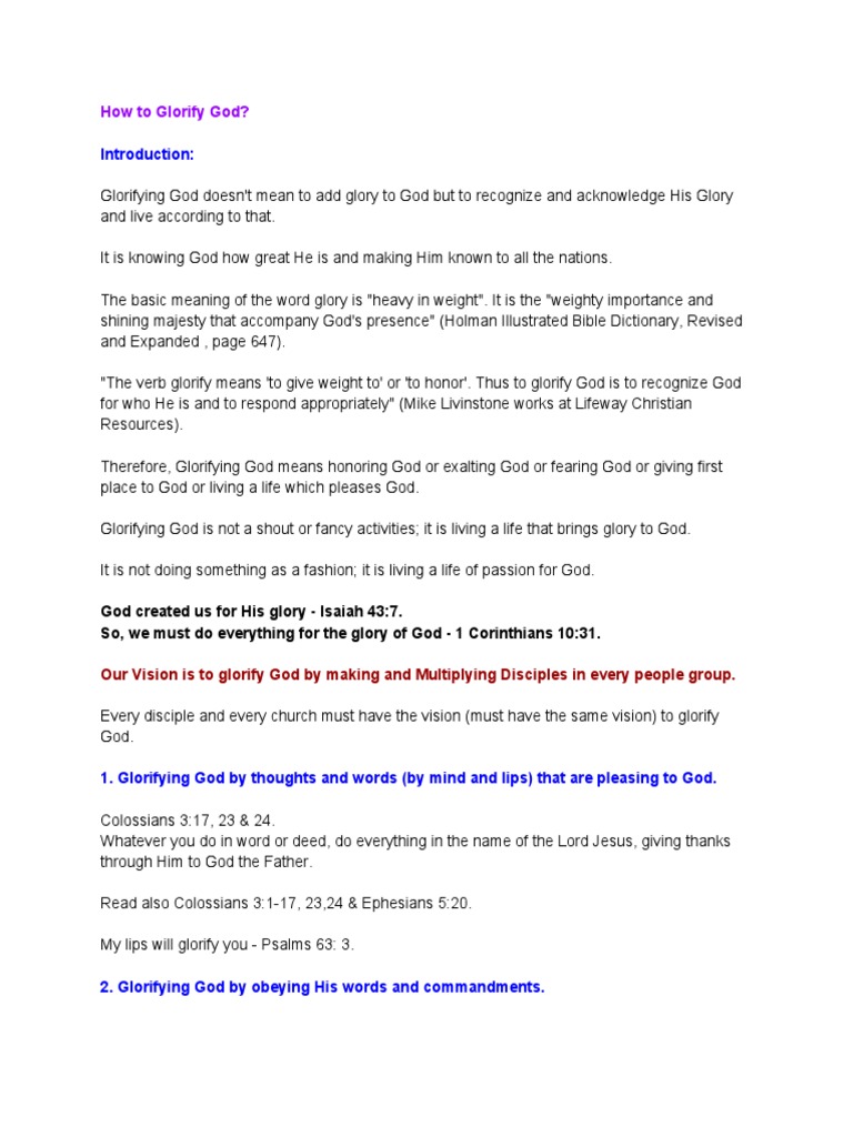 Ways to Glorify God in Life | PDF | Self-Improvement | Religion ...