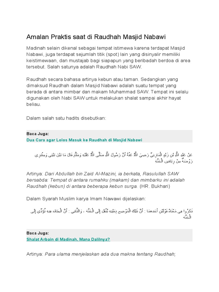 Amalan Praktis Saat Di Raudhah | PDF