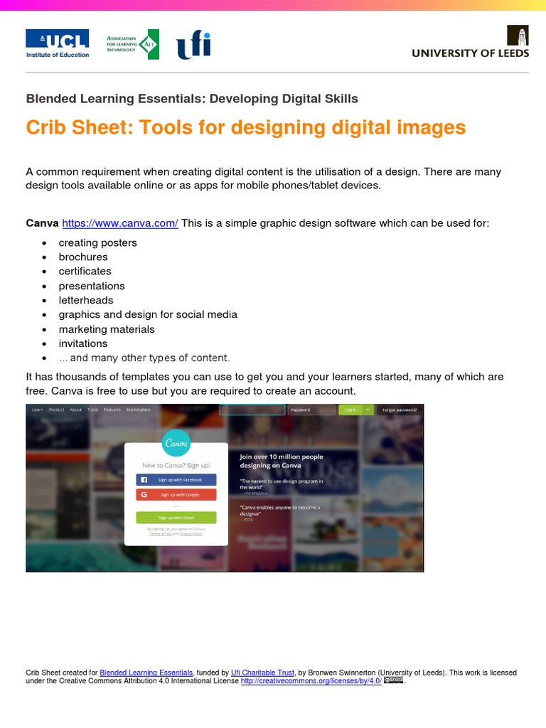 Canva Crib Sheet for Digital Skills | PDF | Infographics | You Tube