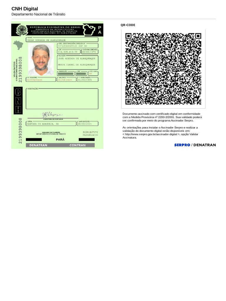 CNH Digital: Validação e QR-Code | PDF