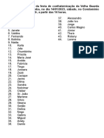 Lista de Participantes Da Festa de Confraternização Da Velha Guarda Do GRES Pega No Samba