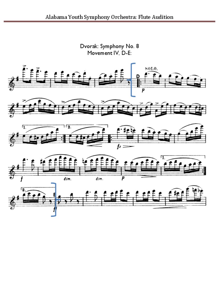 Flute Audition Excerpts PDF