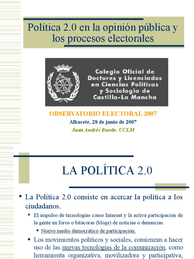 Poltica 2.0 en La Opinion Publica y Los Procesos Electorales ...