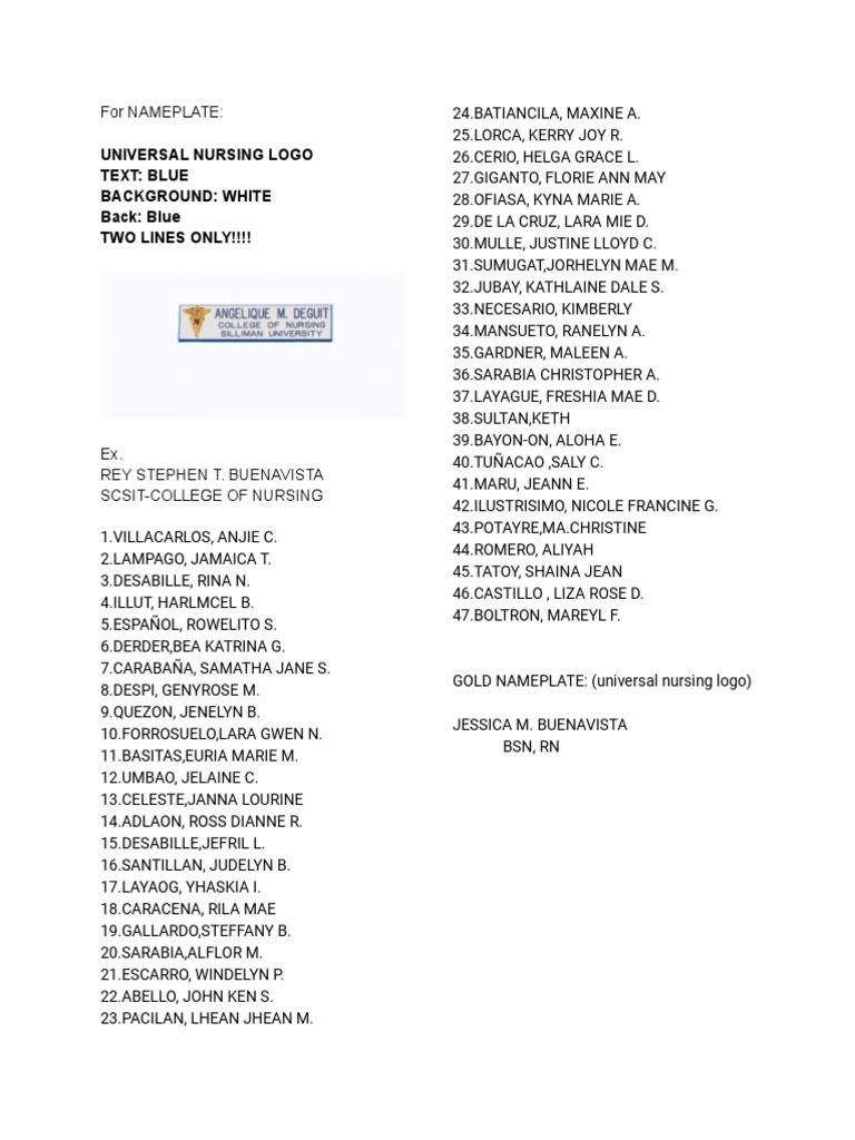 Universal Nursing Nameplate Design | PDF
