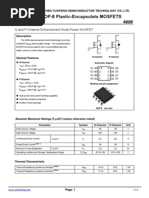 4606 N&P-Channel MOSFET Characteristics | PDF | Field Effect