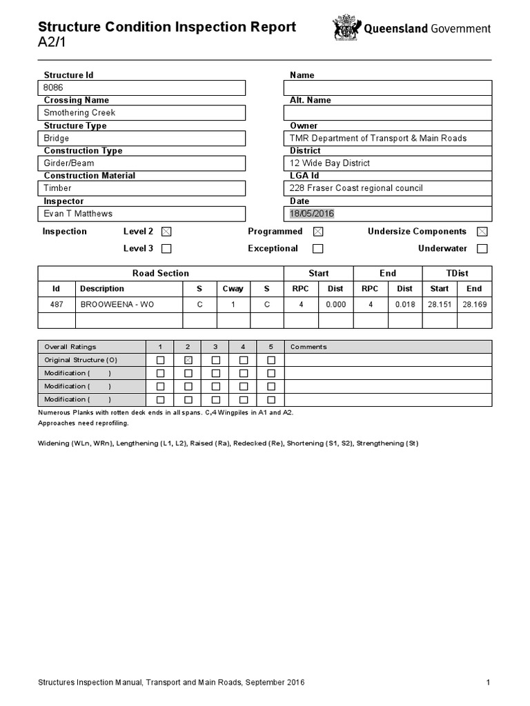 App A Structure Cond Inspect RPT A2 1 Sample | PDF | Structural ...