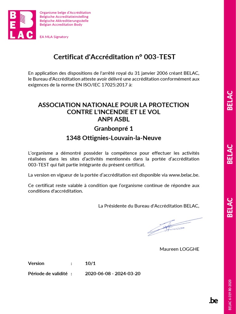 Accréditation BELAC pour ANPI ASBL | PDF | Management de la qualité ...
