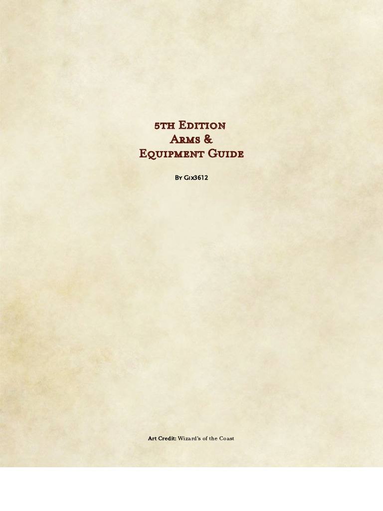 5e Arms and Equipment Guide GM Binder Download grátis PDF Tools