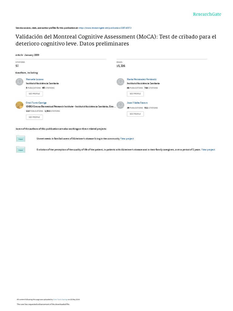 Validacion - Del - Montreal - Cognitive - Assessment - MoCA - España ...