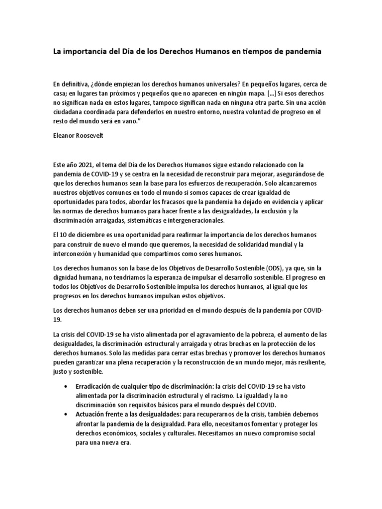 Derechos Humanos y COVID-19: Clave para la Recuperación | PDF ...
