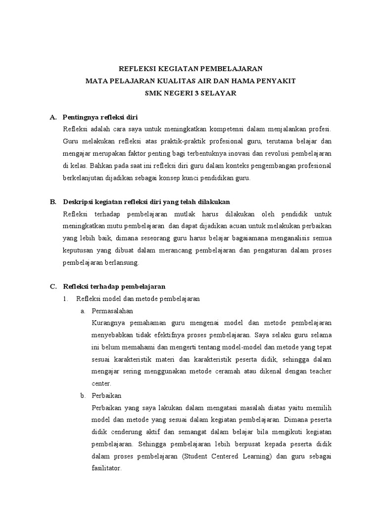 Refleksi diri sebagai bagian dari pengembangan karier