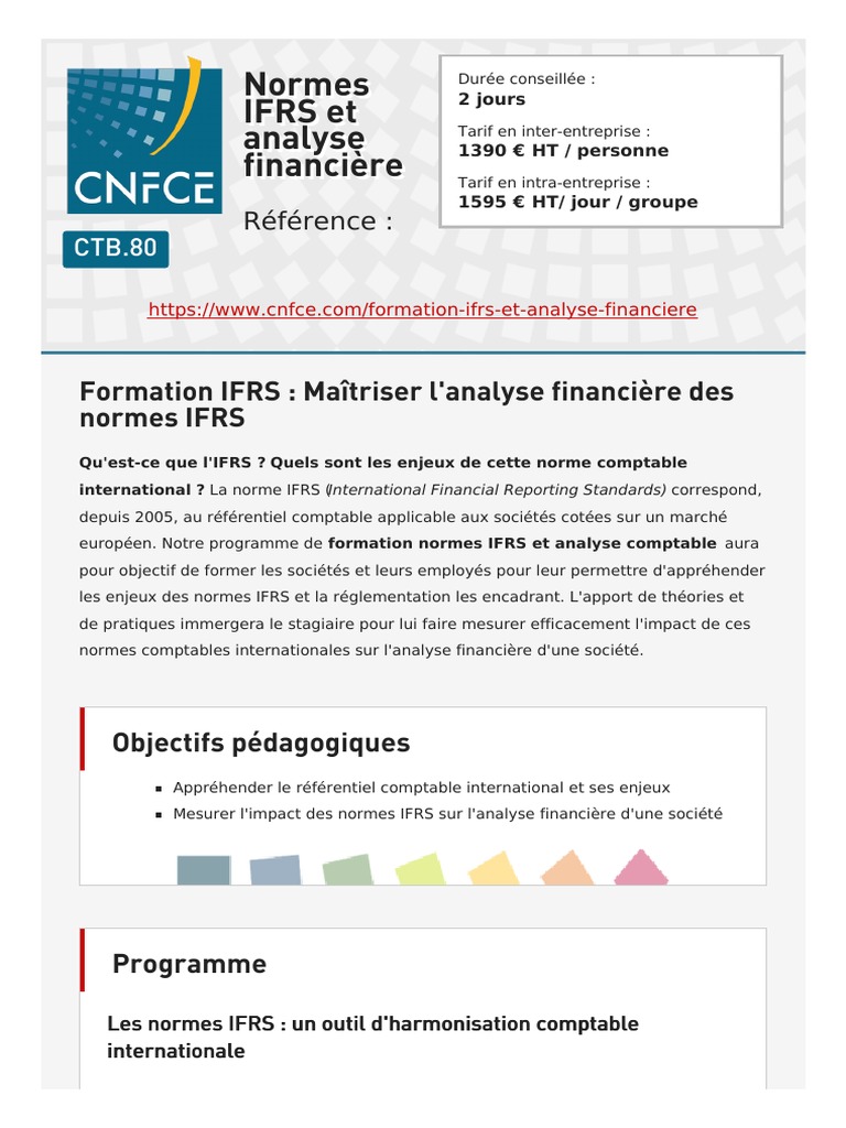Formation IFRS : Analyse Financière Essentials | PDF | Normes ...