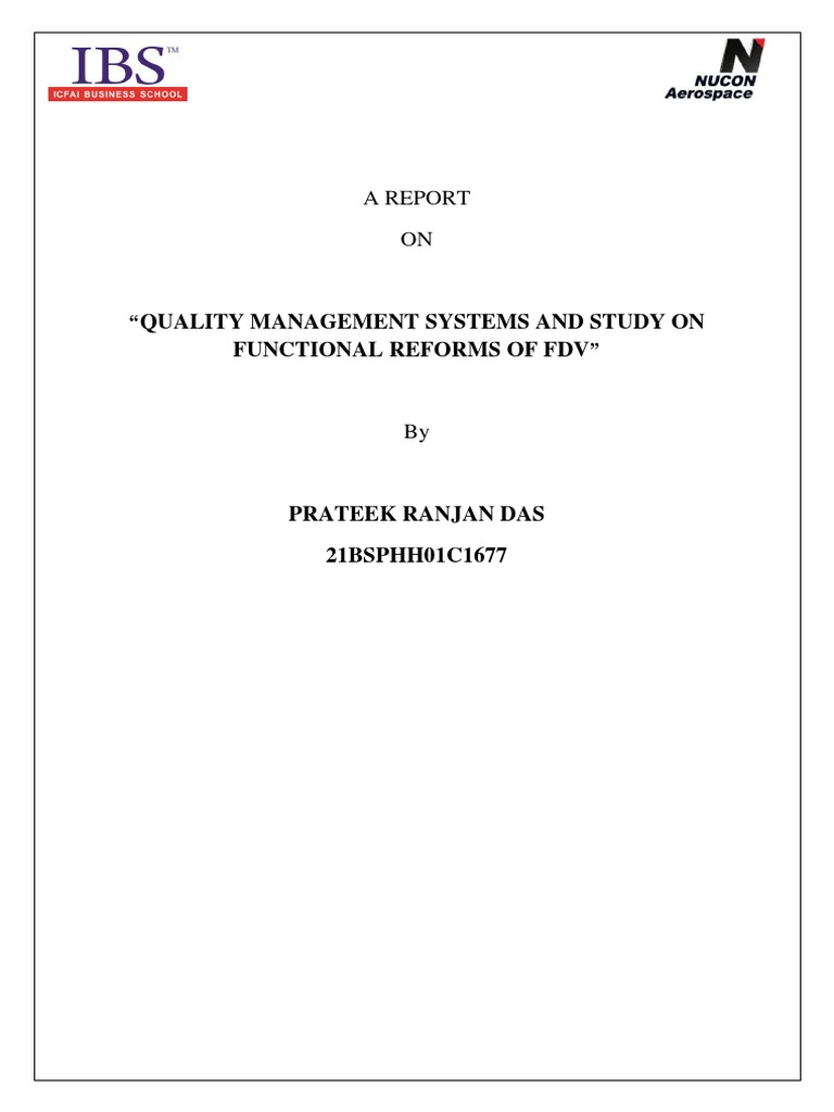 Sip Final Report-08!05!22 | PDF | Quality Management System | Quality ...