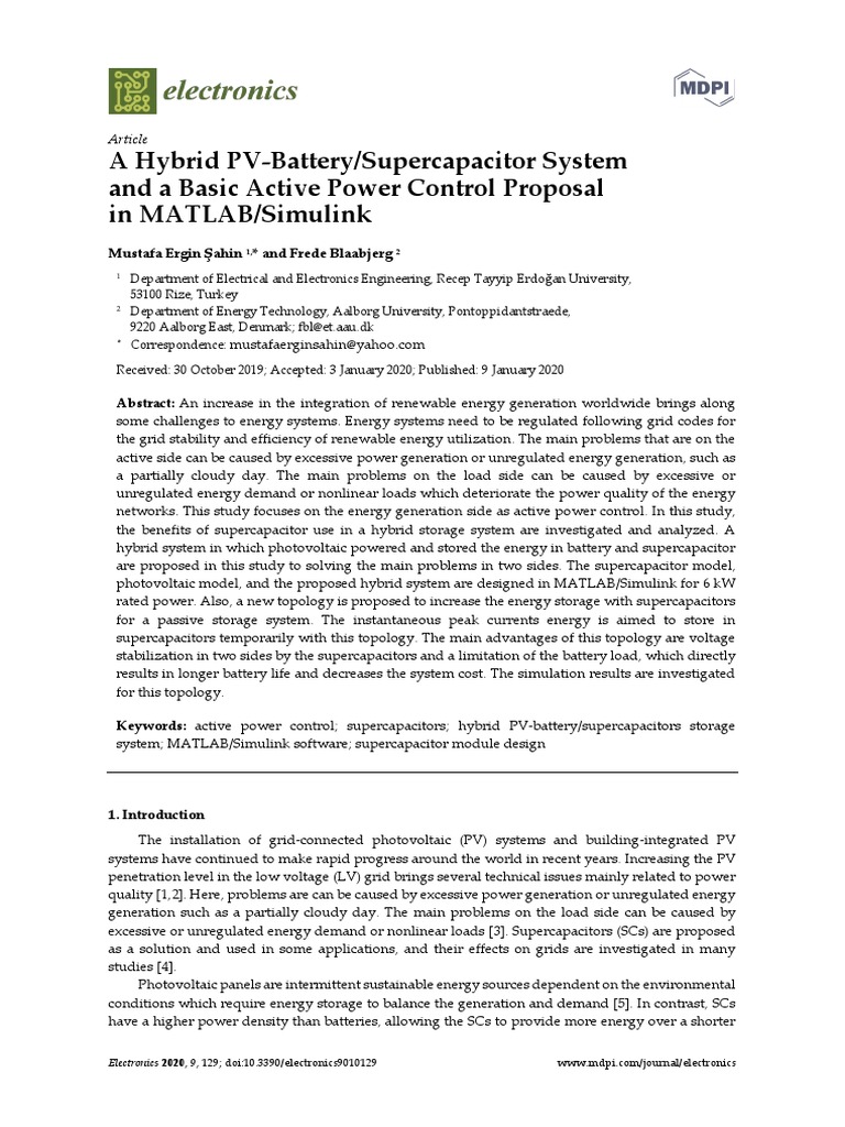 A Hybrid PV Battery Supercapacitor Syste | PDF | Photovoltaics ...