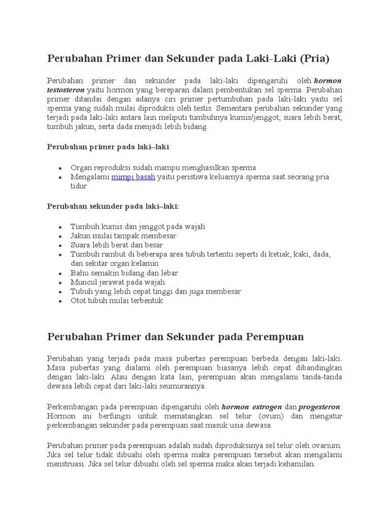 Perubahan Primer pada Laki-Laki yang Perlu Diketahui Semua Pria