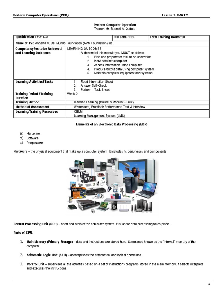 Lesson 1 PCO Introduction PART 2-PRELIM | PDF | Programming | Computer ...
