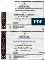 Tboli National HS Academic Excellence Award 92