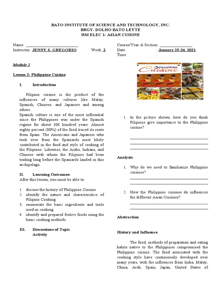 Asian Cuisine Week 2 Module 2 | PDF | Chinese Cuisine | Sauce