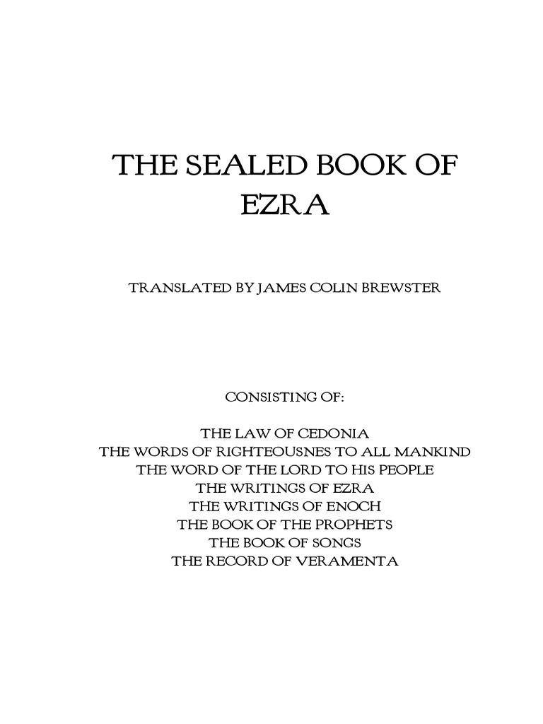 The Sealed Book of Ezra Translated | PDF | Elder (Christianity) | Prophet