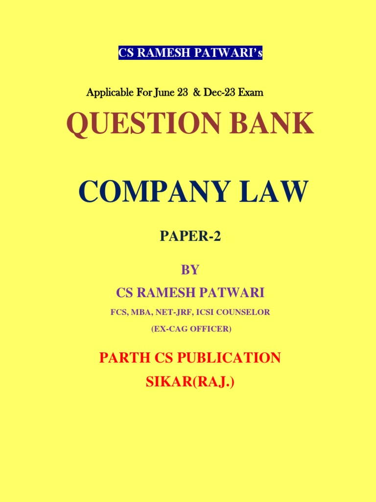 Company Law Question Bank | PDF | Citizenship | Misrepresentation