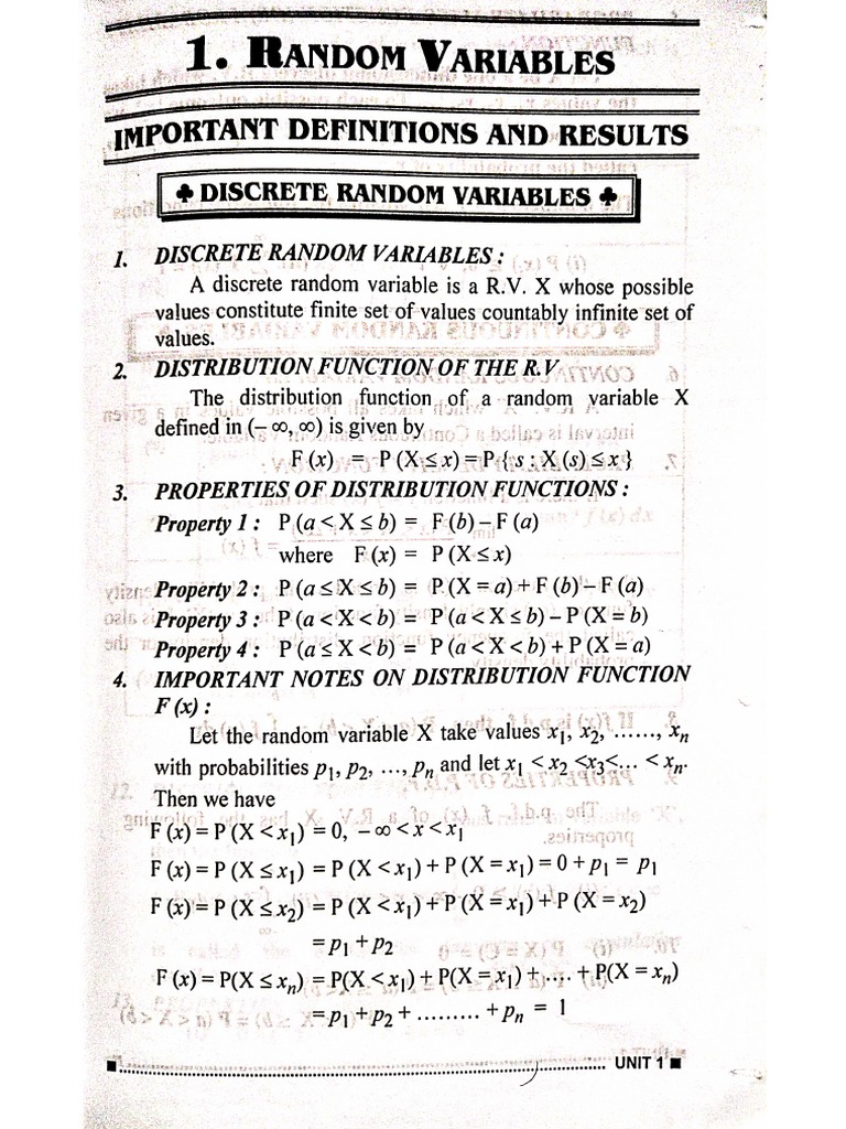 Random - Variables (Upto MGF) | PDF
