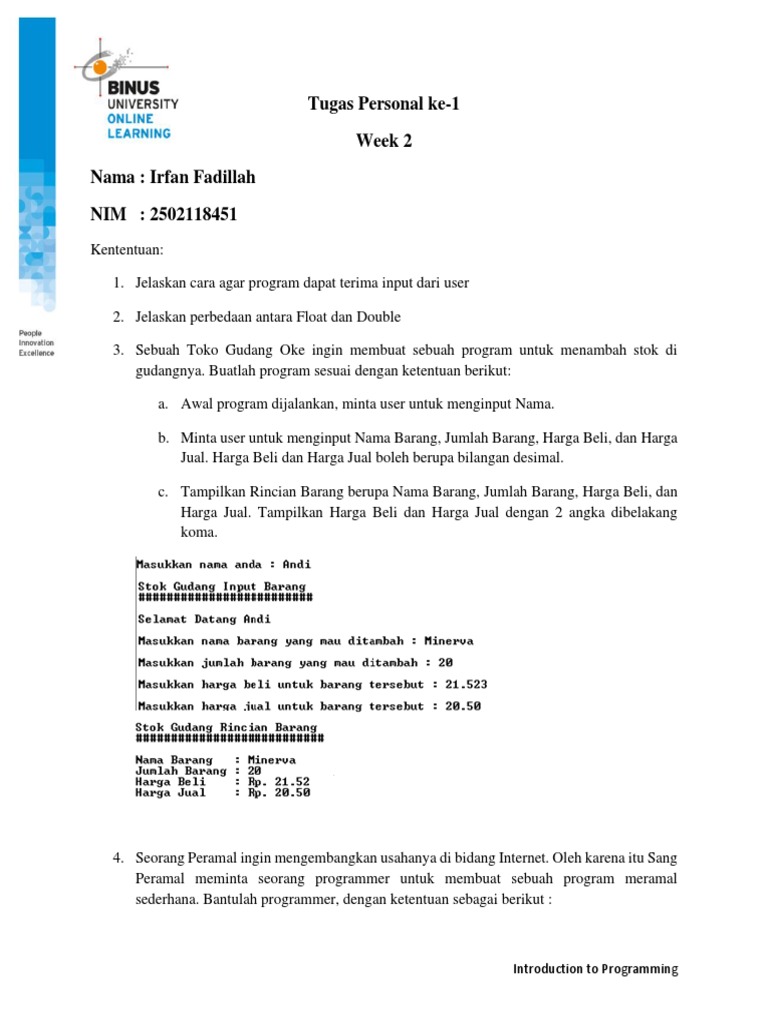 Panduan Input dan Tipe Data Java | PDF