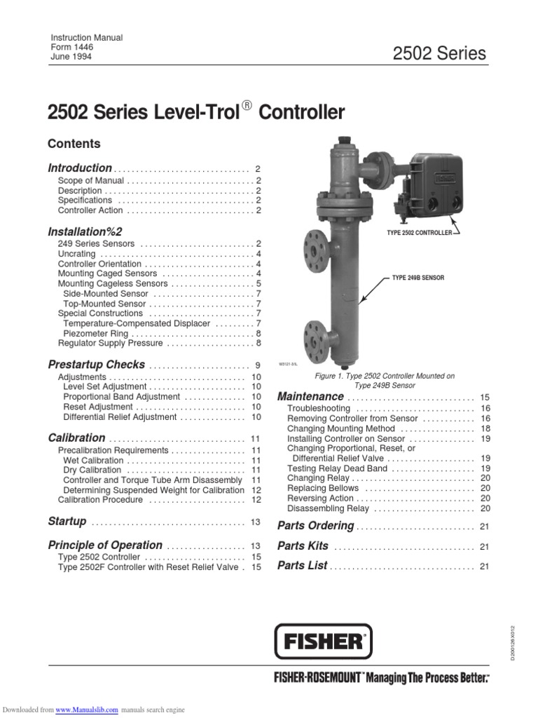 Fisher 2502 Level Controller Manual | PDF | Pressure | Flow Measurement