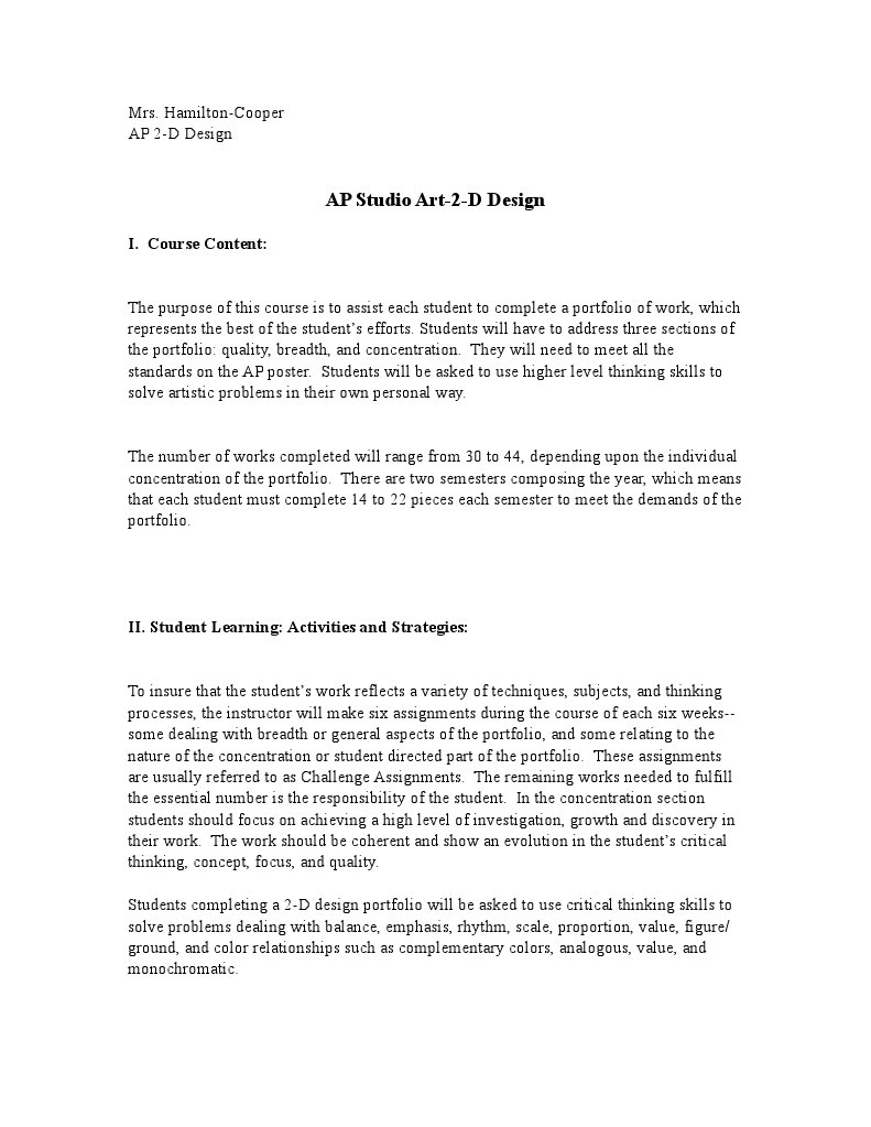AP 2-D Design Course Overview | PDF | Homework | Drawing