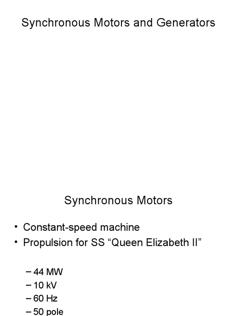 Synchronous Motors and Generators PDF Electric Motor Machines