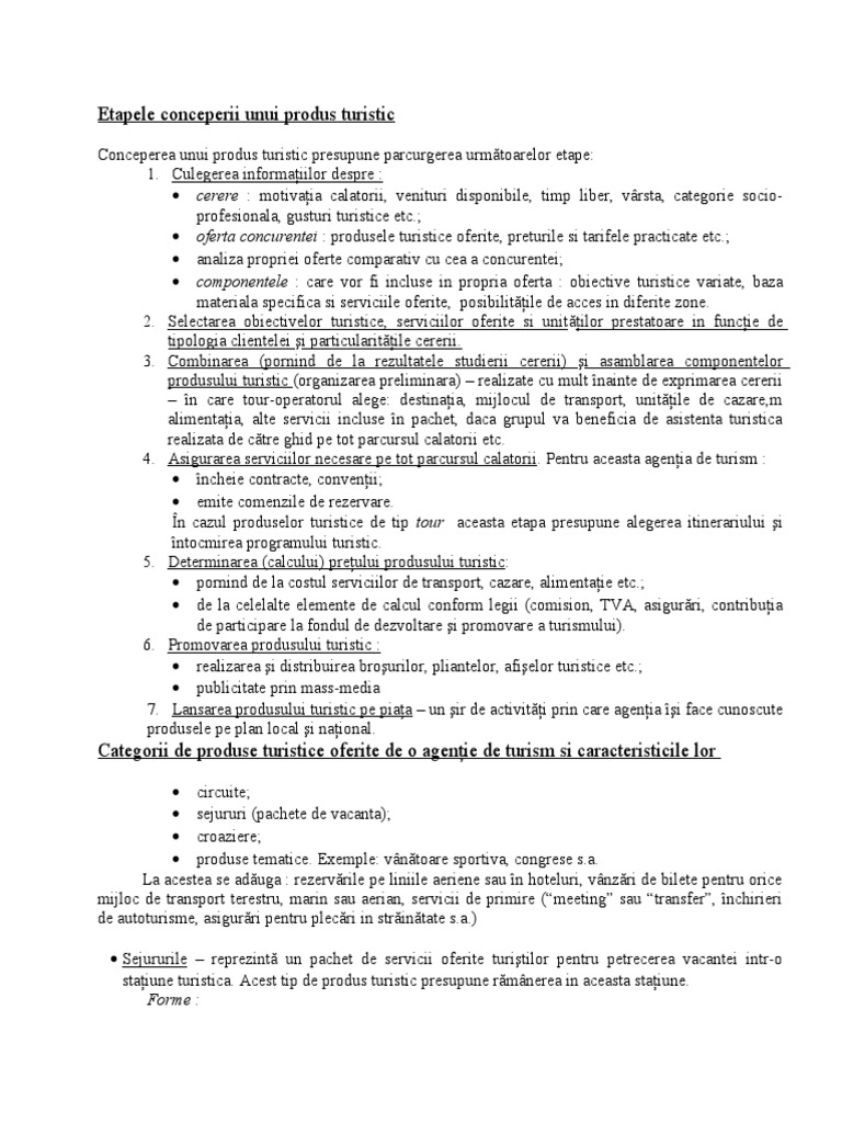 Etapele Conceperii Unui Produs Turistic | PDF