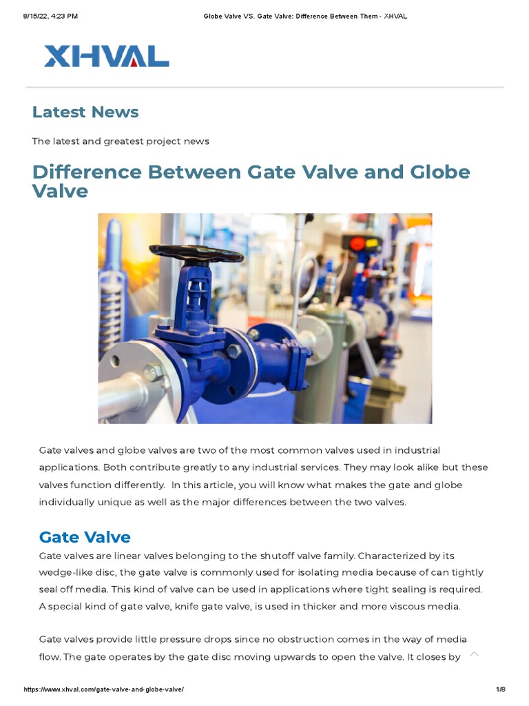 Globe Valve VS. Gate Valve Difference Between Them XHVAL PDF