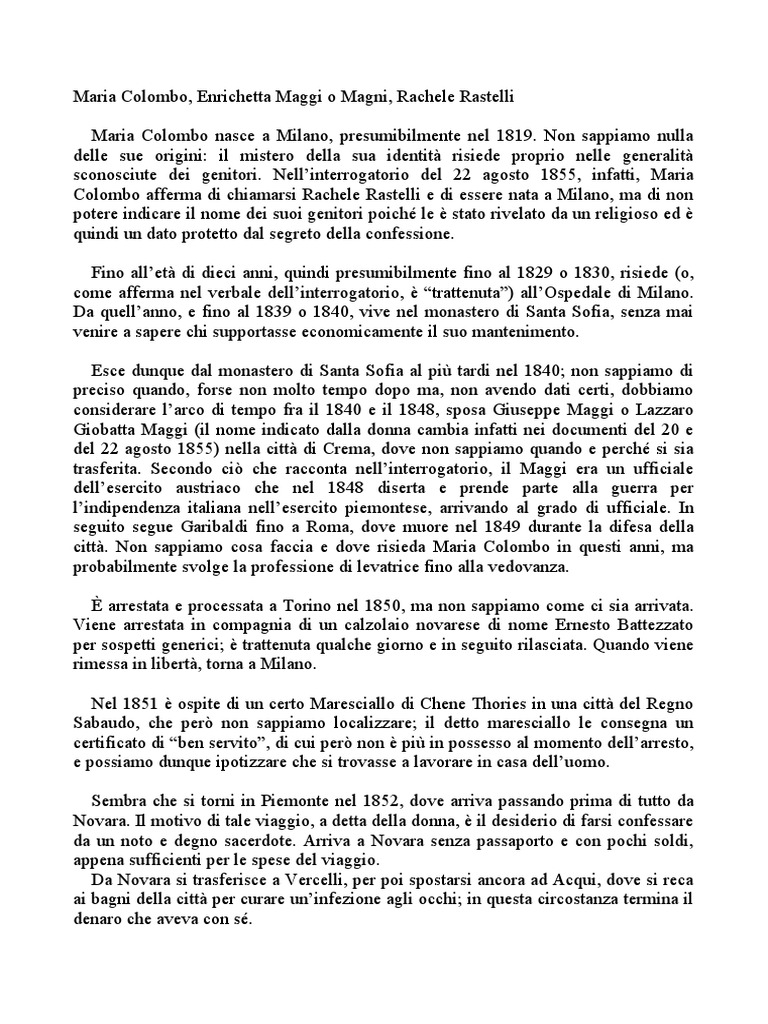 Biografia Maria Colombo | PDF