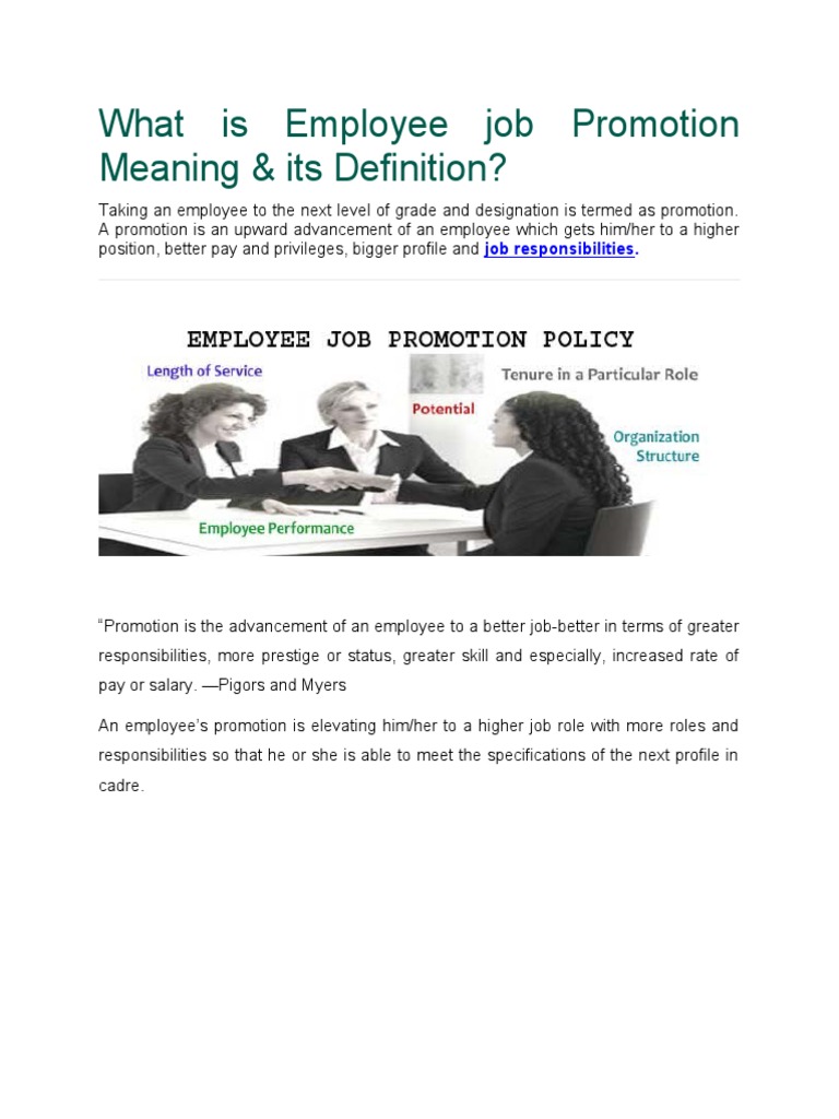 Employment Promotion Meaning _ Exemple De Promotion Professionnelle – FPYK