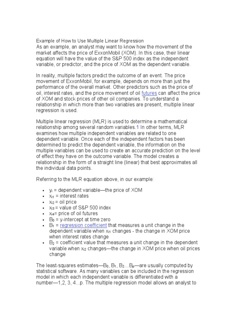 Example of How To Use Multiple Linear Regression | PDF | Regression ...