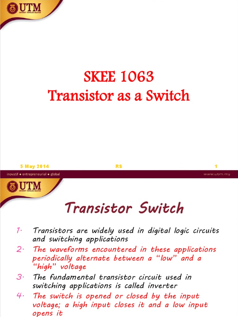 P09 Transistor As Switch PDF Bipolar Junction Transistor Power