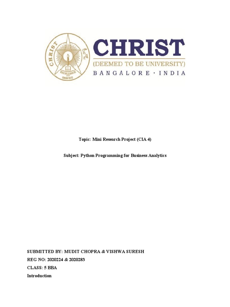 Topic Mini Research Project Cia 4 Pdf Regression Analysis
