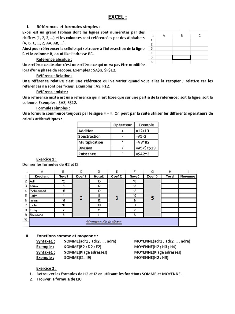Guide complet des formules Excel | PDF | Écriture bicamérale ...