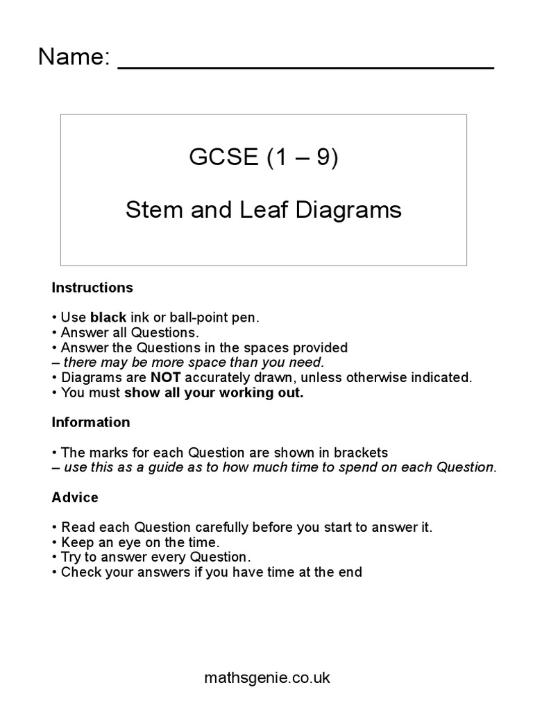 2 Stem and Leaf Diagrams | PDF | Teaching Methods & Materials