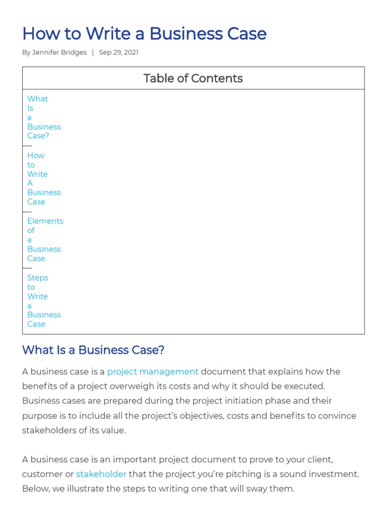 How To Write A Business Case PDF Swot Analysis Project Management