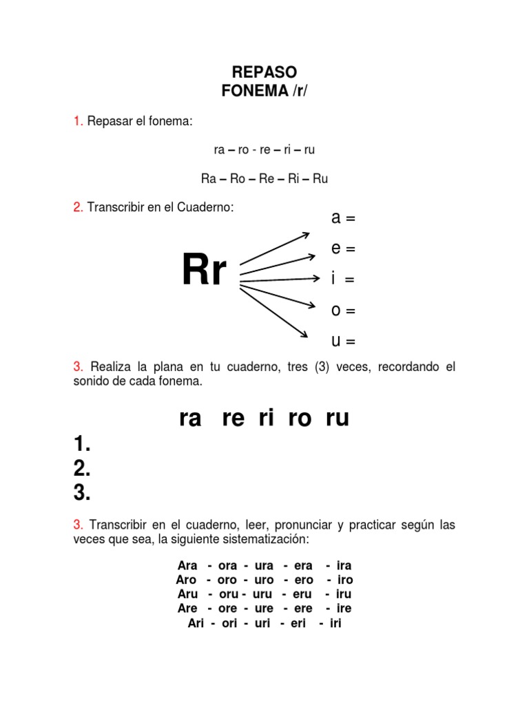 Actividades para repasar el fonema R | PDF | Lingüística | Fonética