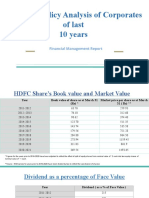 Dividend Policy Analysis of Corporates of Last 10 Years