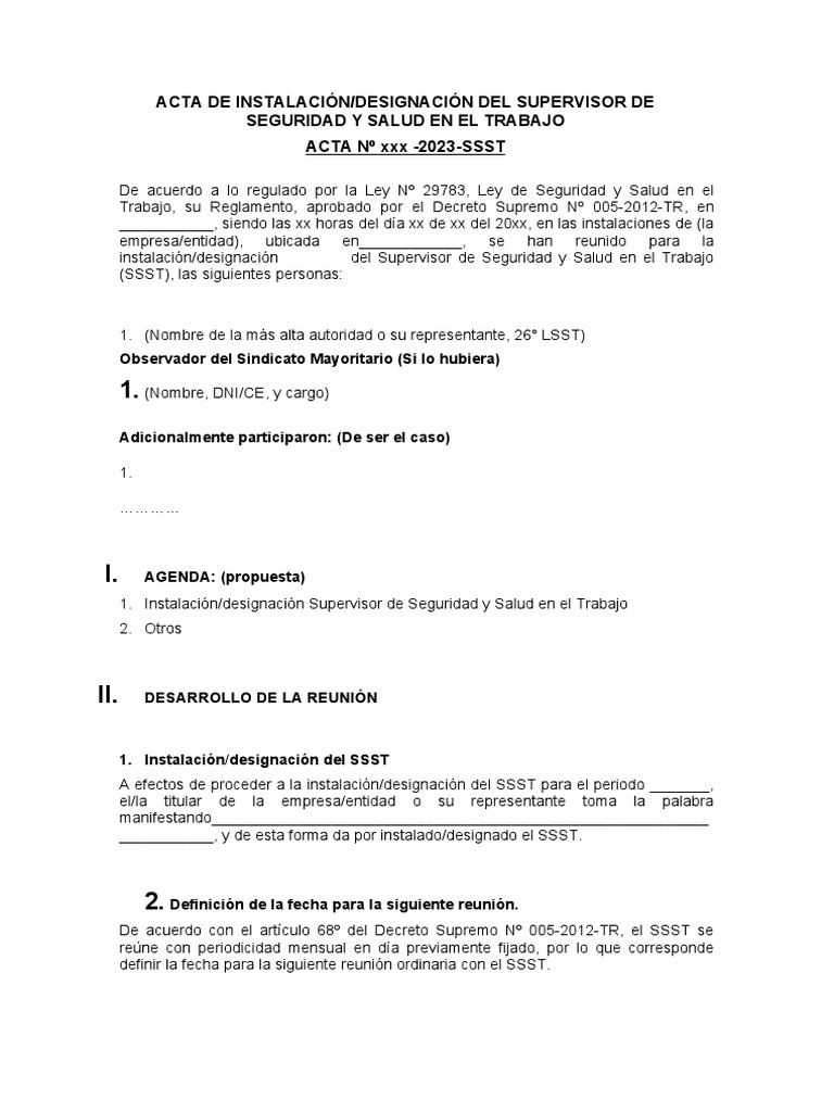 Acta de Instalación del SSST y CSST | PDF | Toma de decisiones por ...
