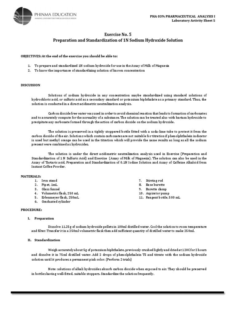 Standardization Of 0.1n Sodium Thiosulphate