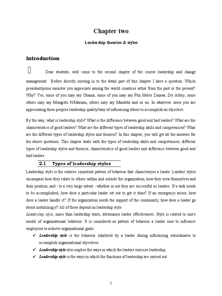 Leadership Styles and Theories Overview | PDF | Leadership ...