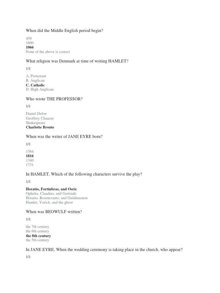 Vha Form PDF Hamlet Jane Eyre