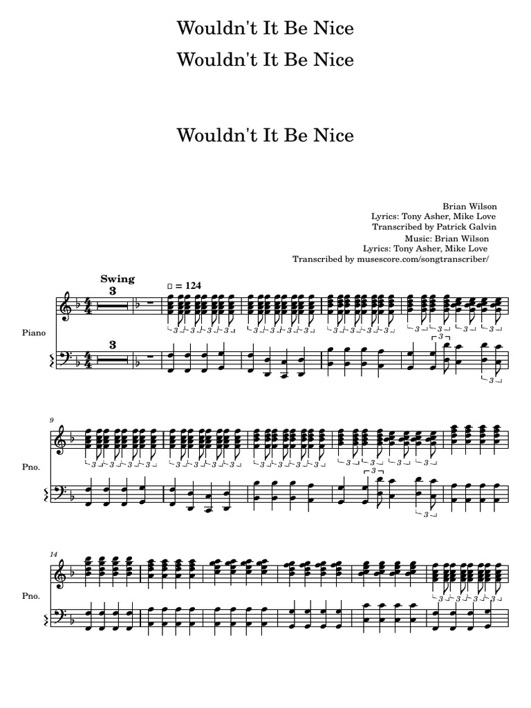 Wouldnt - It - Be - Nice Piano | PDF | Song Recordings Produced | Rock
