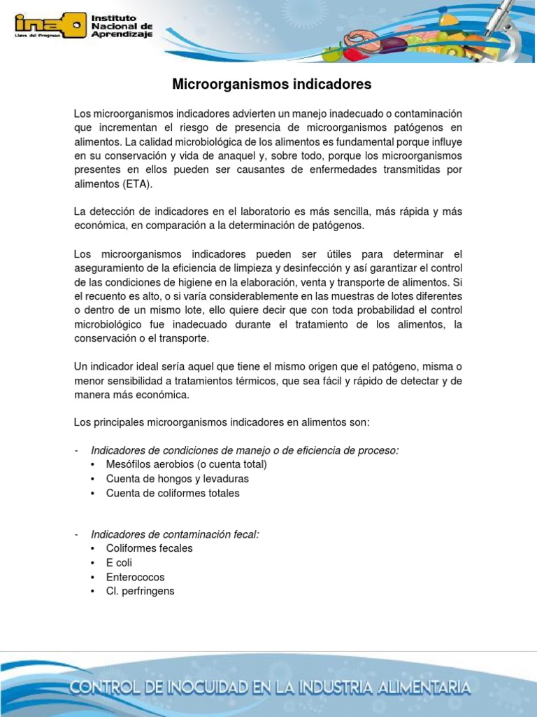 Indicadores PDF Alimentos Organismos