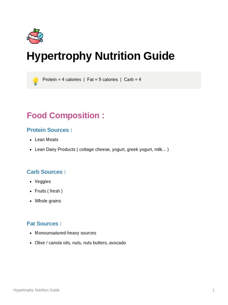 Hypertrophy Nutrition Guide | PDF | Muscle Hypertrophy | Dieting