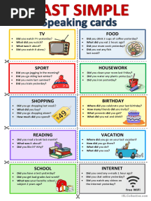 PAST SIMPLE - Speaking Cards