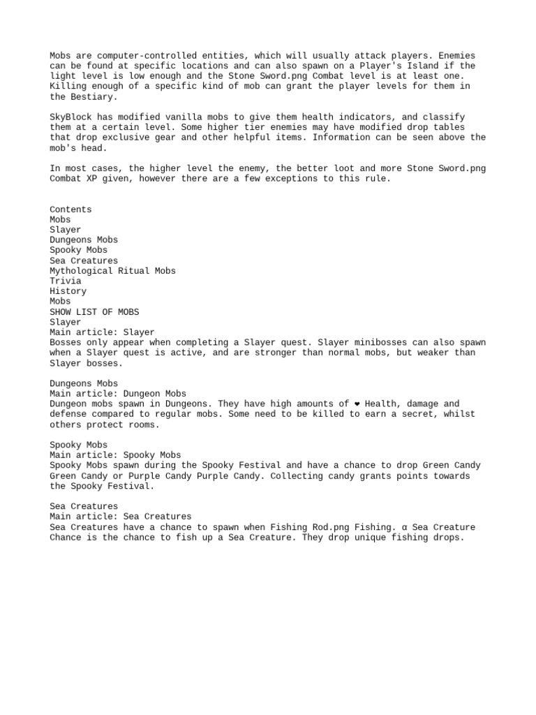 Skyblock Mobs PDF